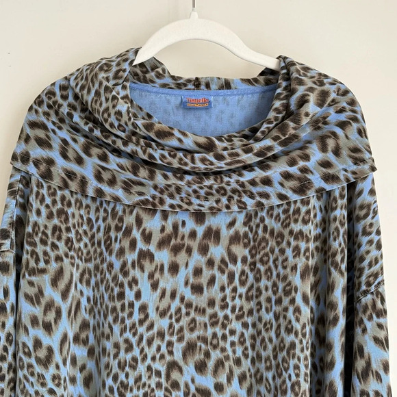 Tianello Oversized Leopard Print Cowl Neck Blouse - Size S - Picture 3 of 14